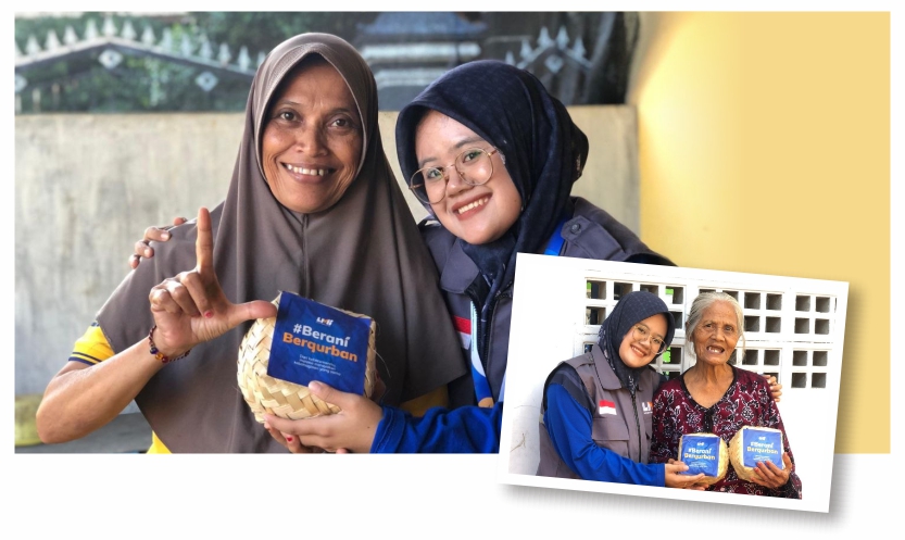 Woman holding donation box